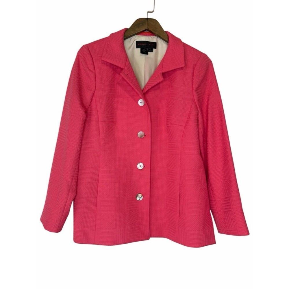 Nina McLemore Blazer Jacket size 6 Coral Pink Mother of Pearl Buttons Cotton